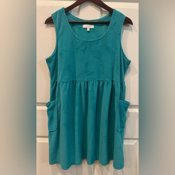 NWT Coral Bay Terry Swimsuit Beach Cover-Up  Turquoise Women's Size Large - Picture 1 of 6